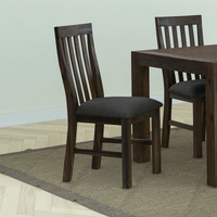 Wooden Frame Leatherette in Solid Wood Acacia & Veneer Dining Chairs in Chocolate