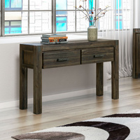 Hall Table 2 Storage Drawers Solid Acacia Wooden Frame Hallway in Chocolate