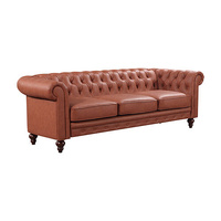 2 Seater 3 Seater Brown Sofa Lounge Set Button Tufted