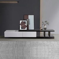 TV Cabinet 2 Storage Drawers High Glossy Assembled Entertainment Unit White