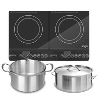 Dual Burners Cooktop Stove Stainless Steel Stockpot Induction Casserole