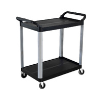 2 Tier Food Trolley Portable Kitchen Cart Multifunctional Big Utility Service with wheels Black