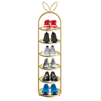 Gold Plated Metal Shoe Organizer Space Saving Portable Footwear Storage Shelving Unit Shoe Organiser