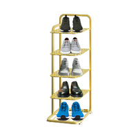 Gold Plated Metal Shoe Organizer Space Saving Portable Footwear Storage Shelving Unit Shoe Organiser Range 2
