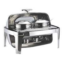 6.5L Stainless Steel Double Soup Tureen Bowl Station Roll Top Buffet Chafing Dish Catering Chafer Food Warmer Server Range 2