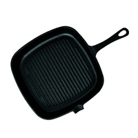 23.5cm Square Ribbed Cast Iron Frying Pan Skillet Steak Sizzle Platter with Handle