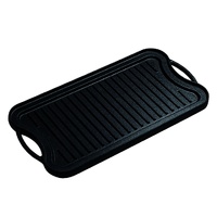 50.8cm Cast Iron Ridged Griddle Hot Plate Grill Pan BBQ Stovetop