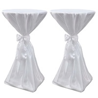 Ribbon-Tied Satin Bar Table Cover Pair