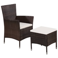 Outdoor Chair and Stool with Cushions Poly Rattan