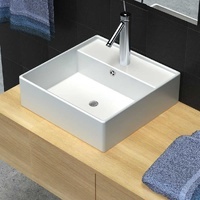 Gloss Ceramic Square Basin with Overflow