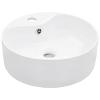 Round Ceramic Overflow Basin with Tap Opening
