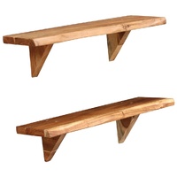 Wall Shelves 2 pcs Solid Acacia Wood