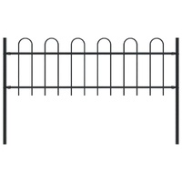 Garden Fence with Hoop Top Steel Black