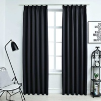 Blackout Curtains with Hooks 2 pcs 140 by 245 cm