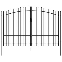 Fence Gate Double Door with Spike Top Steel