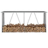 Garden Log Storage Shed Galvanised Steel 330x84x152 cm