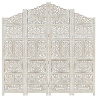 Carneys Hand carved 4-Panel Room Divider 160 by 165 cm Solid Mango Wood