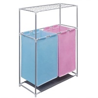 Two-Bag Laundry Sorting Hamper with Drying Shelf
