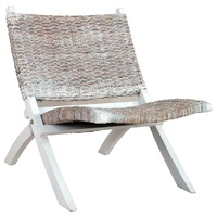 Relaxing Chair Natural Kubu Rattan and Solid Mahogany Wood