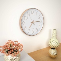 Clear-Numeral Wall Clock with Rose Gold Rim