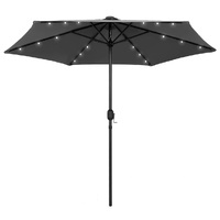 Solar-LED Crank-Opening Patio Parasol