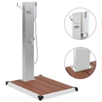 Outdoor Shower with Tray WPC Stainless Steel Shower Tent