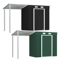 Garden Shed with Extended Roof Steel Metal Garden Shed