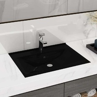 Rectangular Ceramic Basin for Built-In or Wall Mounting