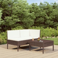 3 Piece Garden Lounge Set with Cushions Poly Rattan