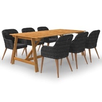 Ervanel Acacia and Rattan Garden Dining Set