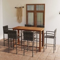 Conlumi Acacia and Rattan Garden Bar Set