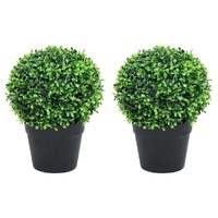 Potted Ball-Shaped Artificial Boxwood Pair
