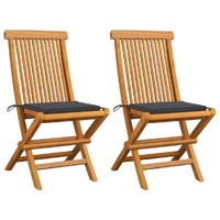Garden Chairs with Cushions Solid Teak Wood