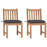 Garden Chairs with Cushions Solid Teak Wood