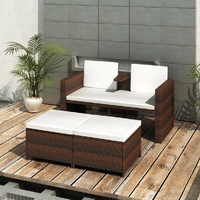 Garden Lounge Set with Cushions Poly Rattan