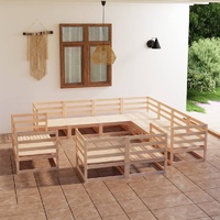 11 Piece Garden Lounge Set Solid Pinewood