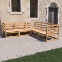 5 Piece Garden Lounge Set Solid Pinewood