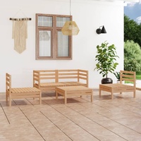 5 Piece Garden Lounge Set Solid Pinewood