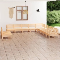 11 Piece Garden Lounge Set Solid Pinewood
