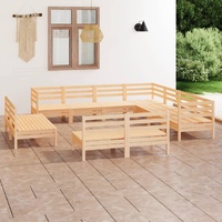 11 Piece Garden Lounge Set Solid Pinewood