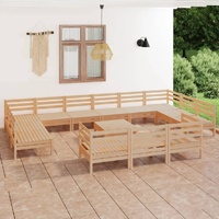 14 Piece Garden Lounge Set Solid Pinewood
