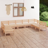 9 Piece Garden Lounge Set Solid Pinewood