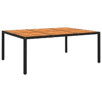 Garden Table 200x150x75 cm Acacia Wood and Poly Rattan