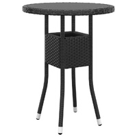 Garden Table 60x75 cm Tempered Glass and Poly Rattan