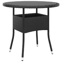 Garden Table 80x75 cm Tempered Glass and Poly Rattan