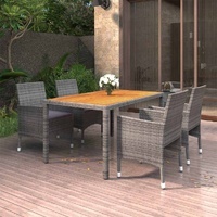 Romuno Cushioned Acacia-Top Garden Dining Set