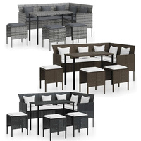 5 Piece L-shaped Couch Sofa Set with Cushions Poly Rattan
