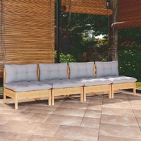 4-Seater Garden Sofa with Cushions Solid Pinewood