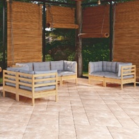 7 Piece Garden Lounge Set with Cushions Solid Pinewood