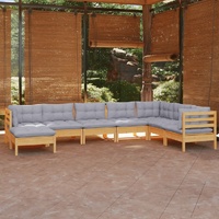 8 Piece Garden Lounge Set with Cushions Solid Pinewood